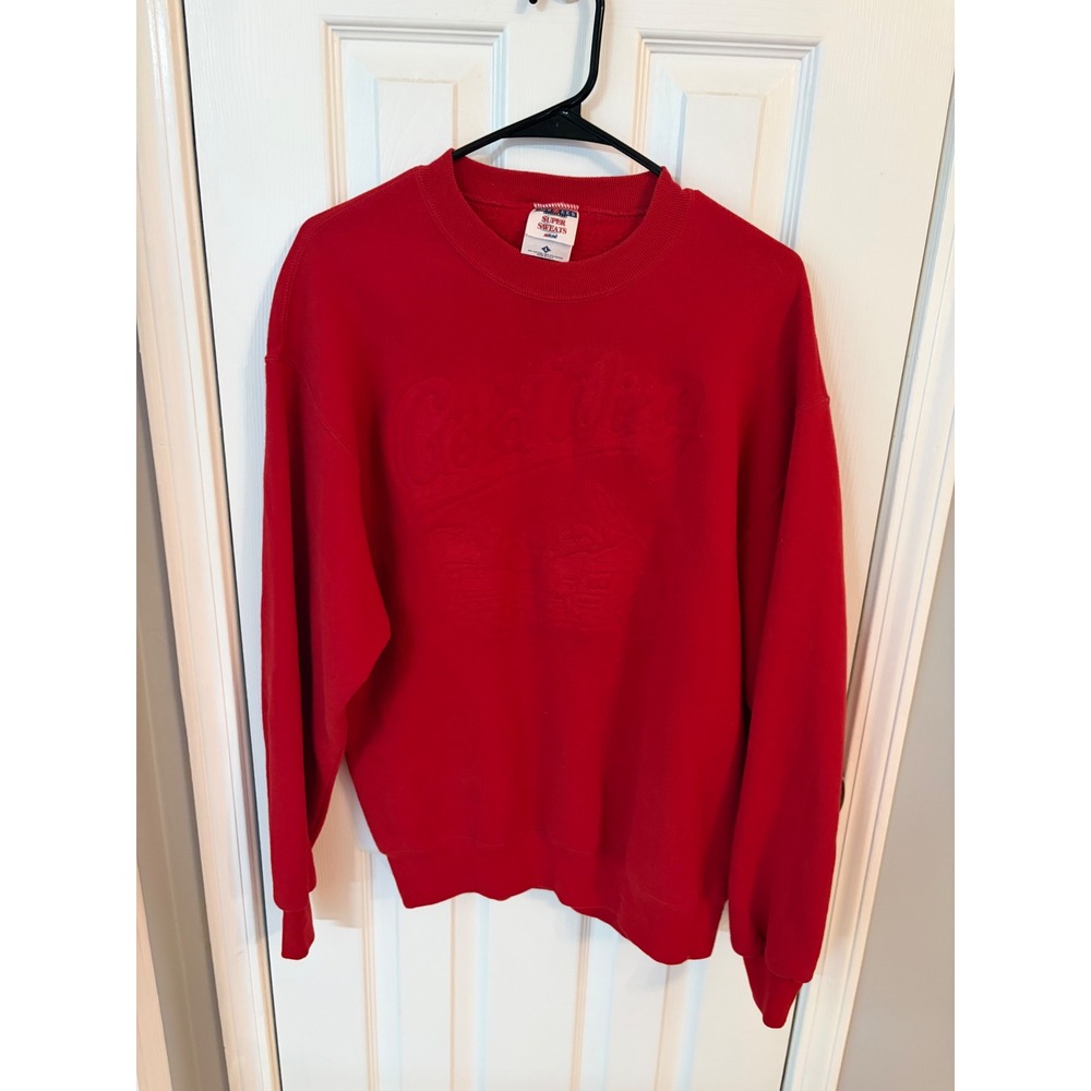 Jerzees Sweatshirt Mens Large Red Vintage Goldwing Motorcycle Embossed Made USA